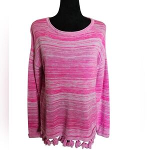 Lilly Pulitzer Jody Relaxed Shoulder Striped Marl Sweater in Pink Size S